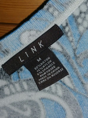 LINK Blue Black flourish Paisley 3/4 sleeve Sweater blouse Sz M