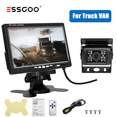 ESSGOO Waterproof Reverse 18 IR Camera 120°+ 7'' LCD Monitor Screen Car Rear View