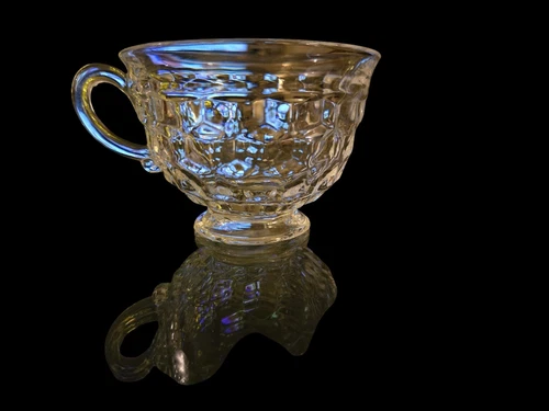 Vintage Fostoria American Clear Loop Handle Footed Flared Rim Punch Cup