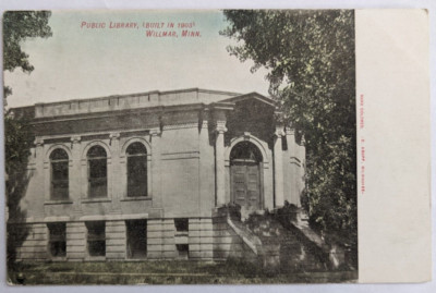 Public Library Building Willmar Minnesota Undivided Back Postcard Hand Color C5