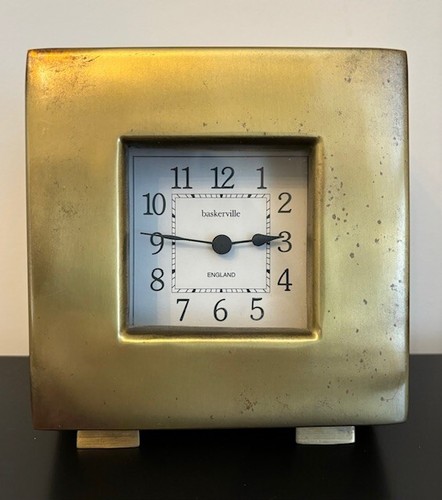 Baskerville Vintage Brass Mantel Free Standing Clock 12cm w x 14cm h