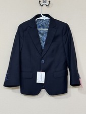 Isaac Mizrahi Boys Navy Blue Two Button Long Sleeve Slim Blazer Jacket s 5