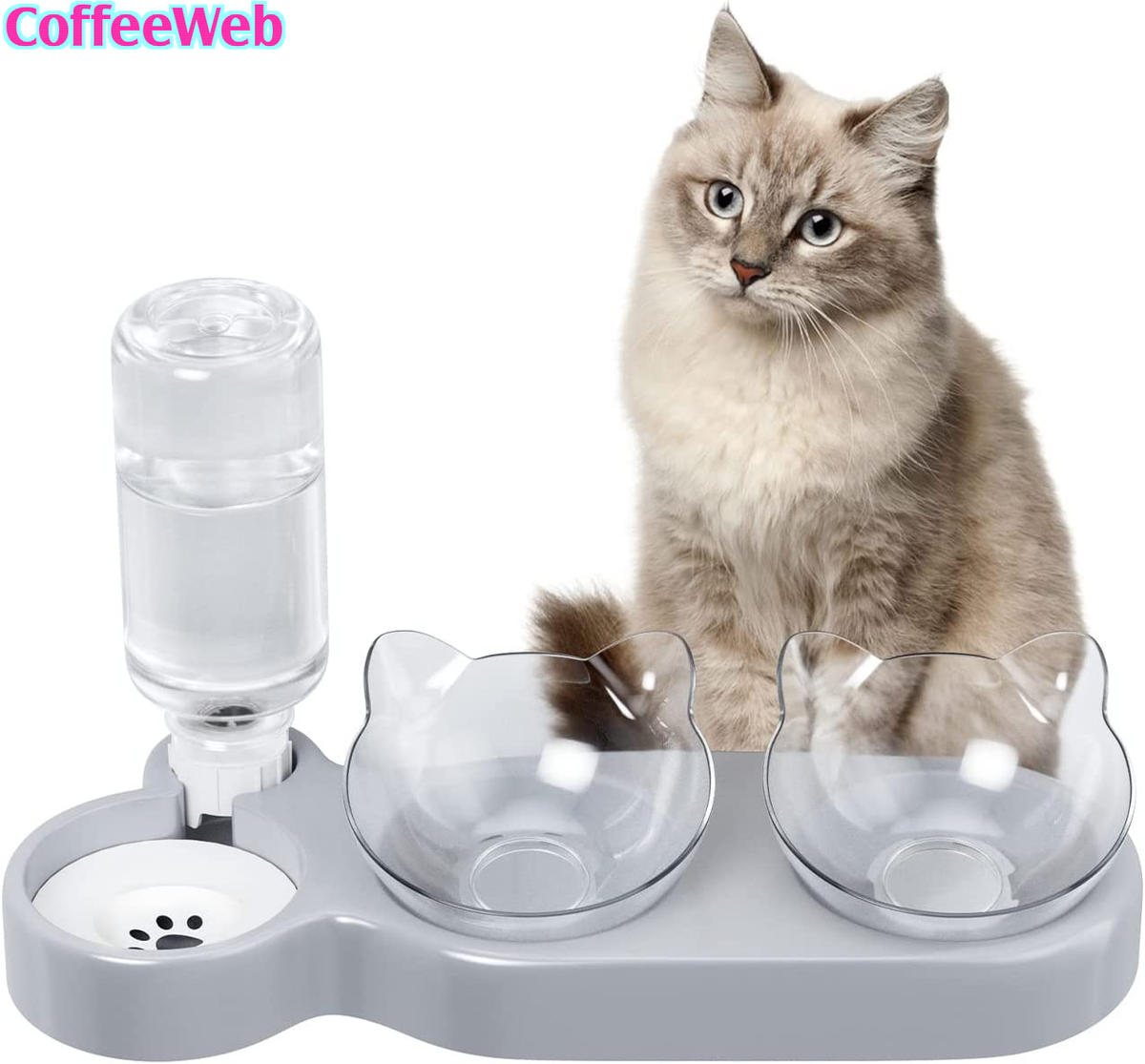 Ciotole Rialzate Per Gatti - Set Da 3, Design Con Piedini Per Proteggere La Schiena, Plastica PP - Foto 9