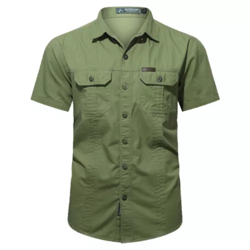 Hombres Camisas de Verano Camisas de Manga Corta Informales Camisa de Playa con Botones con Bolsillo - Imagen 13 de 54