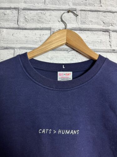 Sudadera Jersey Rock On Ruby Cats Over Humans Mayor que Azul Marino L De Gran Tamaño - Imagen 2 de 3