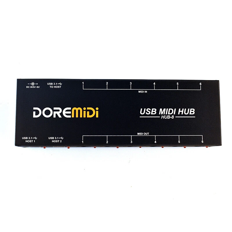 DOREMiDi HUB-8 6x6 MIDI Interface Host x2 MIDI Hub Box 96 Channels - Image 3 of 4