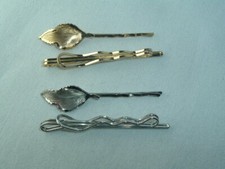 VINTAGE GOLD TONE SILVER TONE METAL LEAF BOBBY PINS BARRETTES