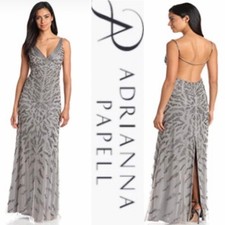 Adrianna Papell v neck beaded dress