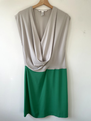 Diane von Furstenberg 100% Seide Kleid Größe 4 UK 8 gelegentlich Flügelärmel