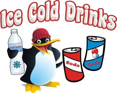 Ice Cold Drinks Water Cola Soda Concession Food Truck Decal 14" Vinyl Sticker
