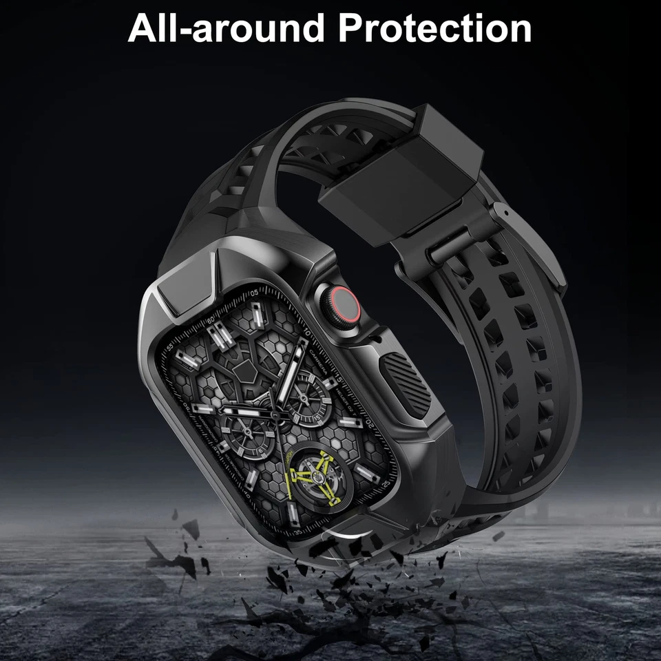 Estuche para Apple Watch Rugged Armor Pro - 45/44 mm, a prueba de golpes, correa de acero inoxidable Foto 3 de 4