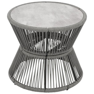 Beistelltisch Loungetisch Gartentisch Kaffeetisch ANCONA 56cm Rope Keramik grau