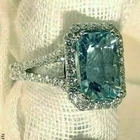 Art Deco 5.50 Ct Aquamarine Vintage Wedding Ring 14K White Gold Finish