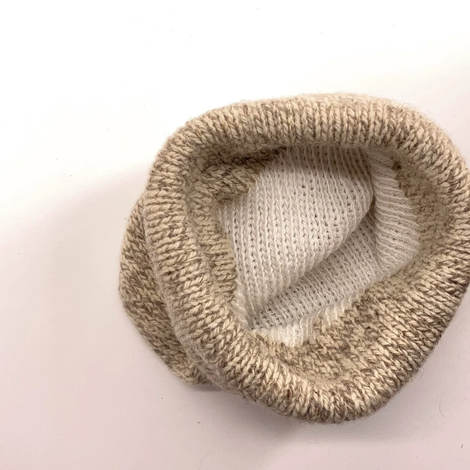 Gorra de invierno retro de punto beige mezcla de lana Ragg Foto 3 de 4