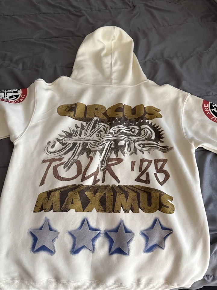 Travis Scott Utopia Tour 2023 Circus Maximus White Hoodie Size M - Image 2 of 4
