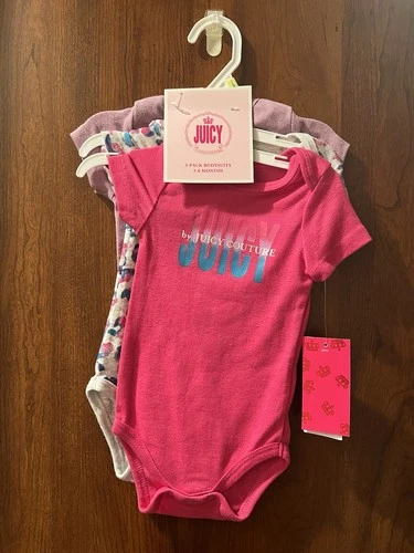 Juicy Couture Infant Girl 3-Pack Bodysuits 3-6 Months
