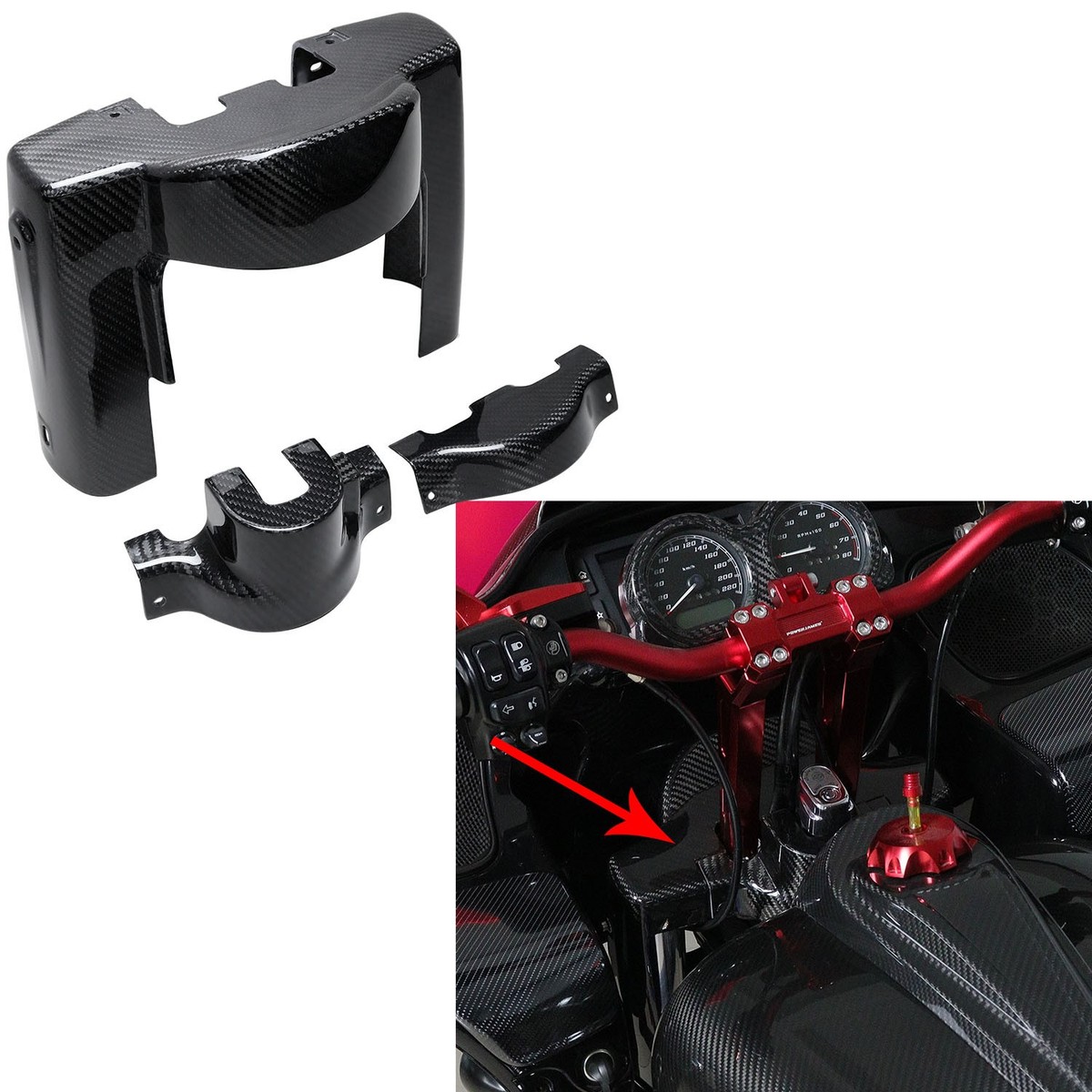 Carbon Fiber Ignition Front Fork Trim Cover for Harley 15-23 Road