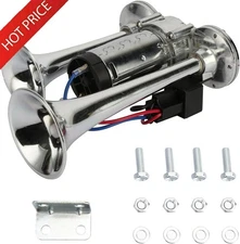 Super Loud 600DB Train Electric Air Horn Dual Trumpets Car Truck Boat Speaker US