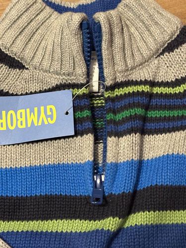 NEW Gymboree BOYS (Size 4) Blue & Black STRIPED * 1/4 ZIP * SWEATER - Picture 2 of 6