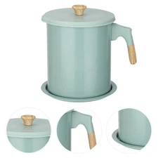  Grease Container For Kitchen: Stainless Steel Oil Filter Pot With Strainer -