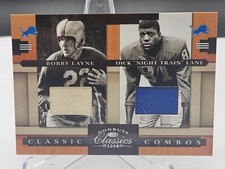 BOBBY LAYNE & DICK NIGHT TRAIN LANE 2008 CLASSICS DUAL GU JERSEY #043/250 LIONS