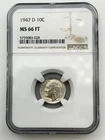 1947-D Roosevelt Silver Dime 10C NGC MS66 FT Full Torch Gem US 90% Coin BM1