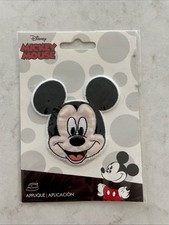 Disney Mickey Mouse's Head Iron on Embroidered Applique Patch White Border