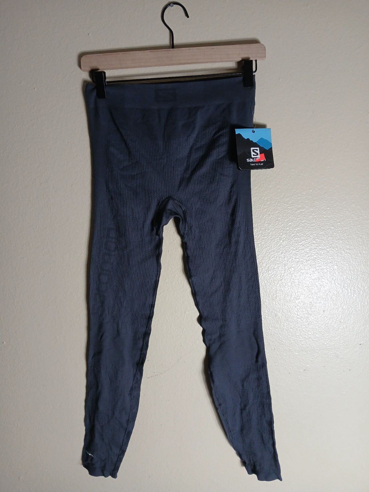 Collant donna Salomon nuovo grigio essenziale senza cuciture caldo ebano taglia L