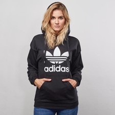 Adidas trefoil logo black hoodie sweatshirt