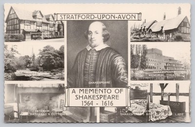 Stratford-upon-Avon Shakespeare Real Photo Multi-View Postcard Valentine's