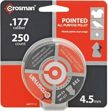 Crosman P177 .177-Caliber Pointed Pellets, 4.5mm, Black(250-Count)