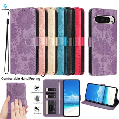 Phone Case Cover for Google Pixel 10 9 8 7 6 9A 8A Embossing Leather Wallet Case - Image 1 of 4