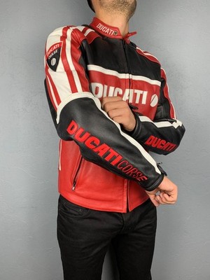 Ducati Corse Mens Motorcycle Leather Jacket Size L | eBay