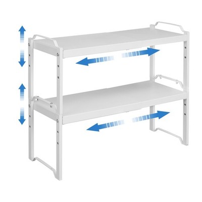 Set of 2 Expandable Kitchen Cabinet Shelves Organizers, Stackable Adjustable ...