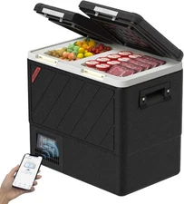 59QT Dual Zone Fridge Freezer AC/DC Car Refrigerator 12V Portable Fridge & APP