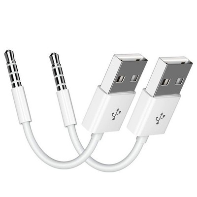 iPod Shuffle Cable, 2 Pack 3.5mm Jack/Plug to USB USB Power Charger Sync Data...
