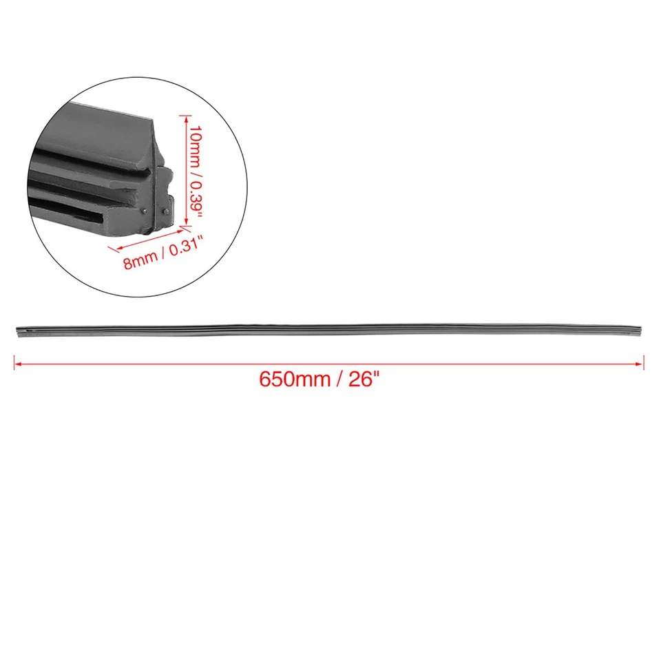 For Car 650mm 26inch 8x10mm 3 Section Rubber Windshield Wiper Blade Refills 2pcs - Image 3 of 4