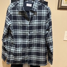 Old Navy Cozy Lined Shacket Plaid Flannel Shirt Jacket Sz S Navy Teal NWT 55