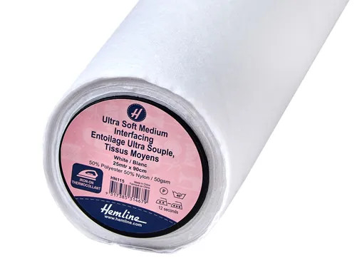 Hemline Interfacing: Ultra-Soft: Medium: Iron-on: 25m x 90cm: White