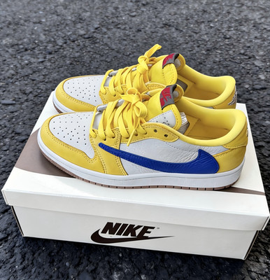Men's Travis Scott x Jordan 1 Low OG ''Canary Yellow'' Sneakers US Size 7-12
