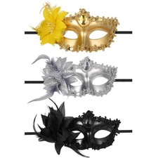 Women's Mesh Lace Floral Half-Face Mask Masquerade and Venetian Carnival Parties