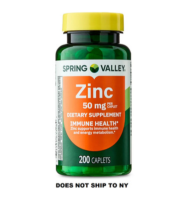 Spring Valley Zinc 50 mg 200 Caplets Immune Support Supplement