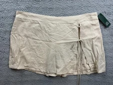Wild Fable Skirt Womens XL Beige Linen Blend Wrap Skort Side Tie Casual Summer