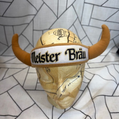 Meister Brau Viking Horn Headband OS White Tan Beer Promo Novelty Visor