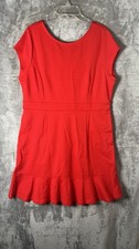 LOFT Women’s Dress Red Fit & Flare Flounce Short Cap Sleeve Size 18p
