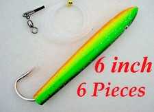 6" Cedar Plugs Rigged 6 Pieces Zucchini Saltwater Fishing Lures
