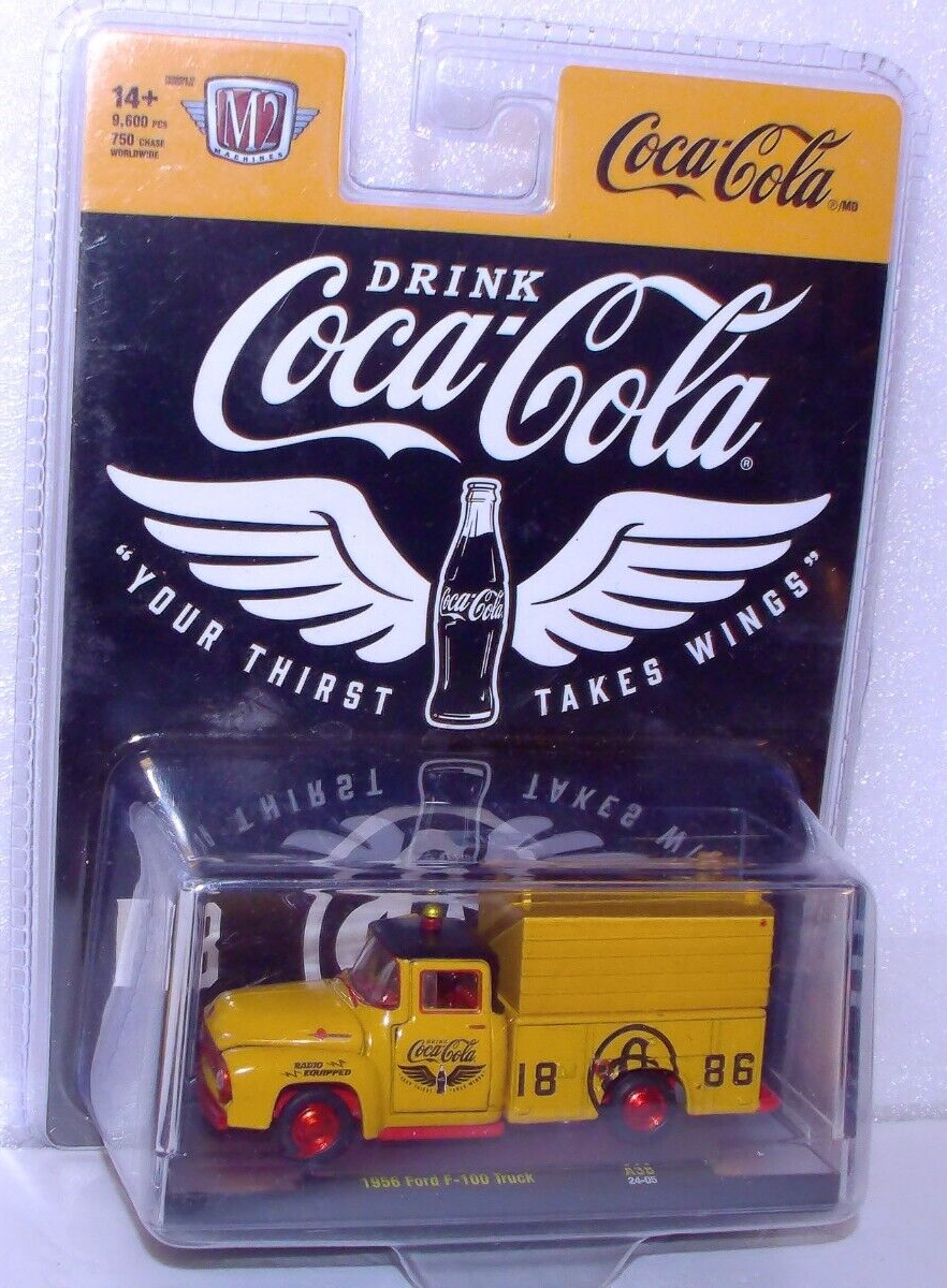 M2 Machines Red Chase Coca Cola 1956 Ford F-100 Truck 1:64 Diecast