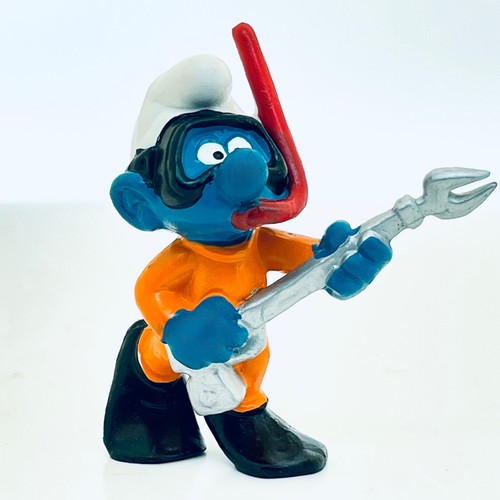 Bully Smurfs 20120 Frogman Smurf Scuba Diver Snorkel Vintage Toy Figure