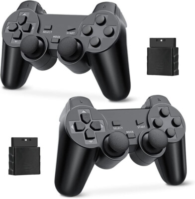 2x For Sony PS2 2.4G Wireless Twin Shock Game Controller Joystick Joypad