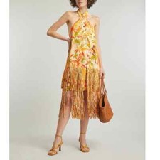 Farm Rio Leopard Forest Fringe Mini Dress in Leopard Forest Sand Size M NWT